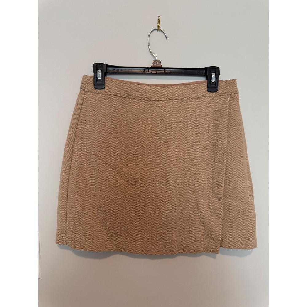 Abercrombie & Fitch Herringbone Wrap Mini Skirt Tan Beige Large